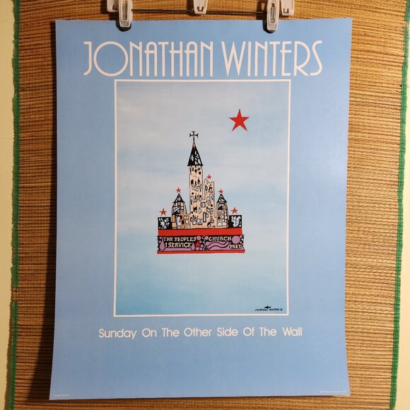 1980s Poster Jonathan Winters "Sunday On The Other Side Of The Wall" 28"x22" NOS - Picture 1 of 8